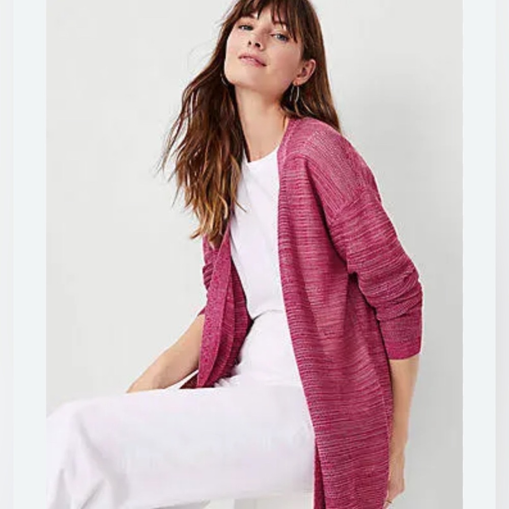 Ann Taylor NWT Open‎ Mesh Cardigan Magenta Pink Size Medium